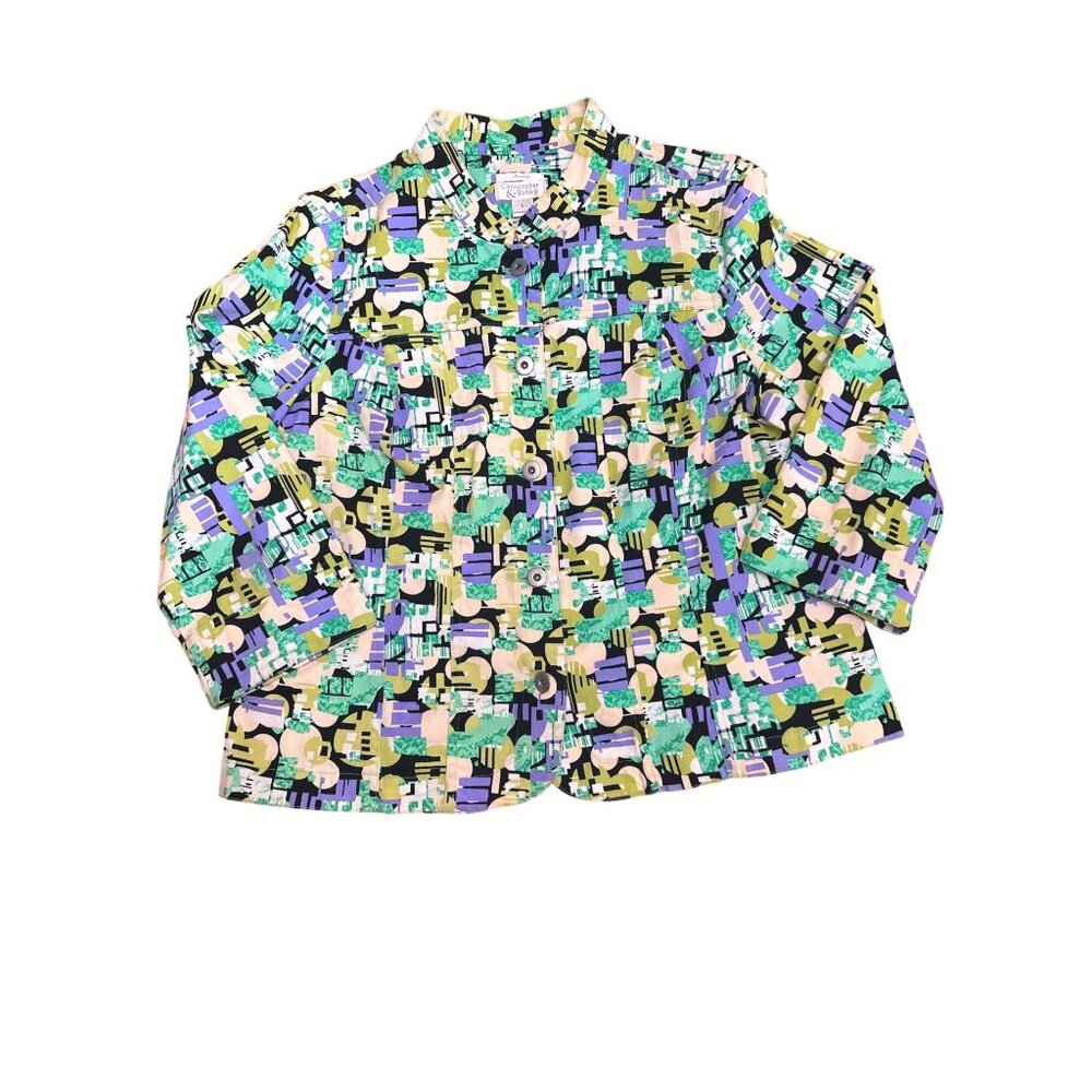 Christopher & Banks Abstract Stretch Button Up Jacket Size L - Picture 9 of 10